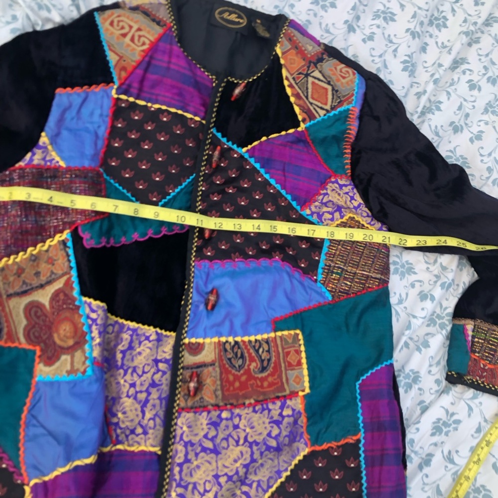 Classy Allure Patch Work Jacket Size M Button Fro… - image 6